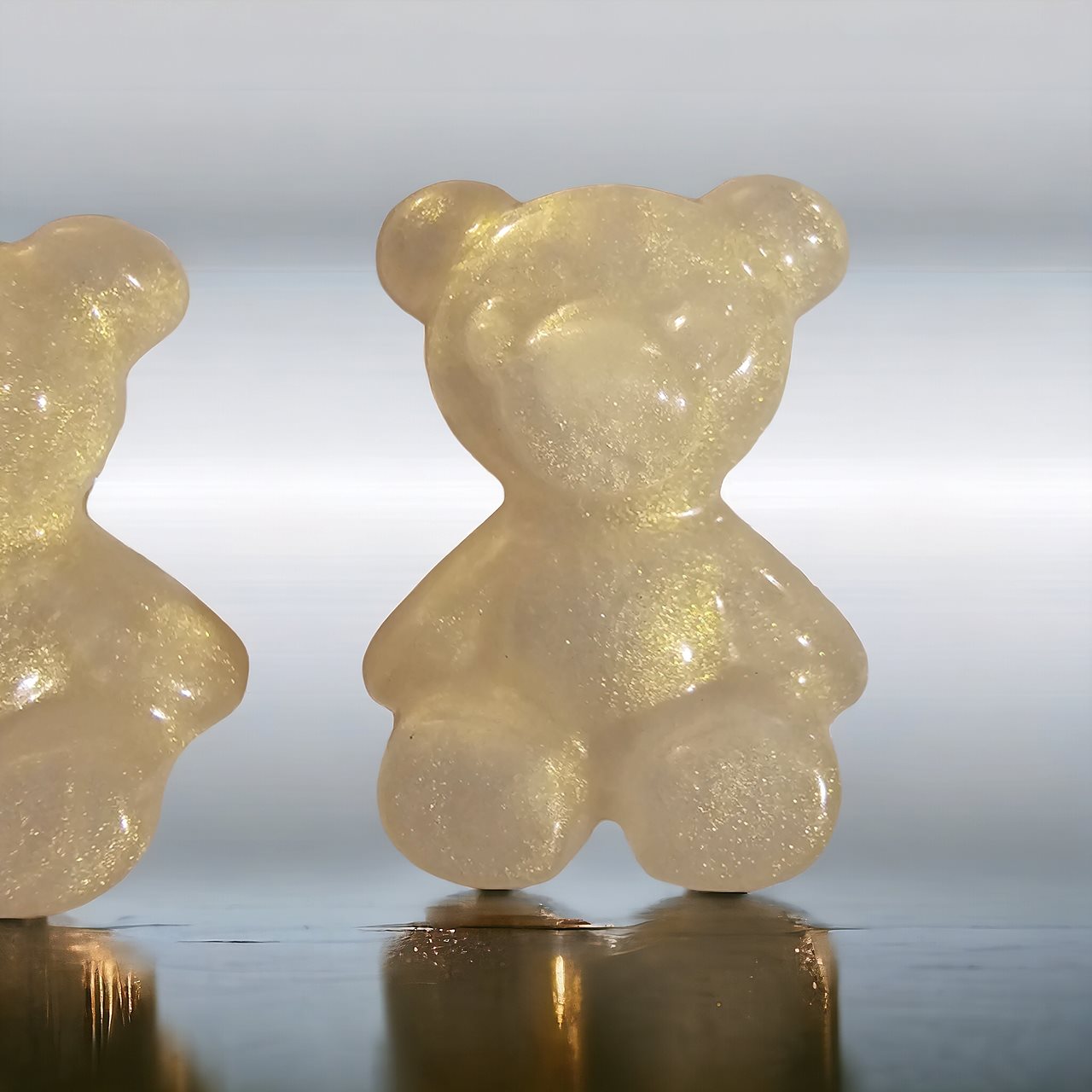 Pearlescent Cream Cuties: Adorable Gummy Bear Earrings Handcrafted with Resin