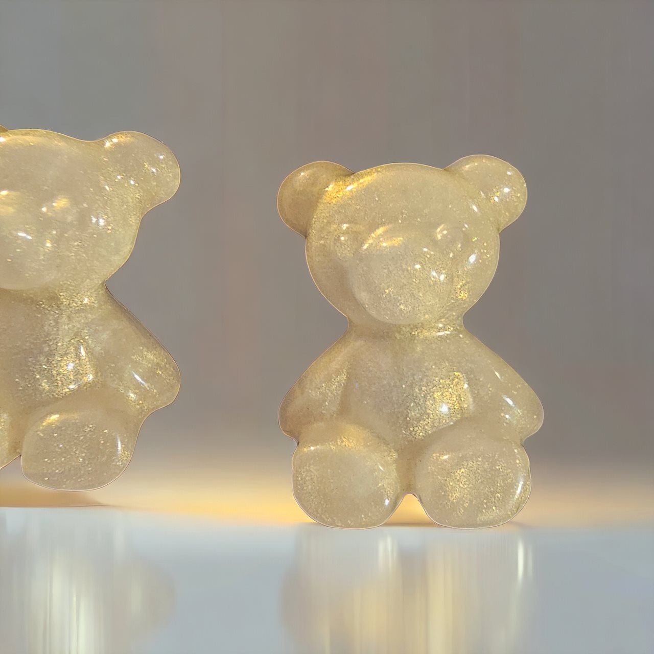 Pearlescent Cream Cuties: Adorable Gummy Bear Earrings Handcrafted with Resin