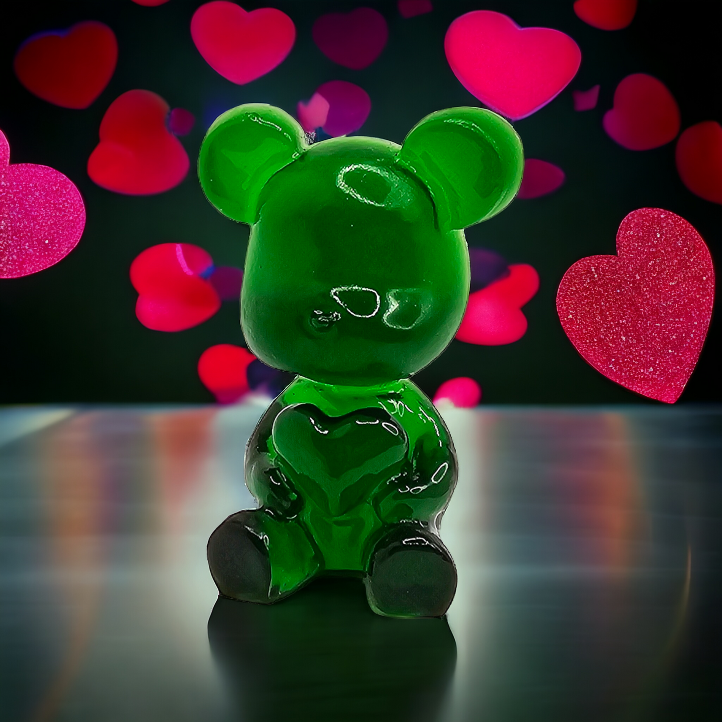 Love-filled Resin Bear with Heart Ornament - Perfect for Valentine's Day