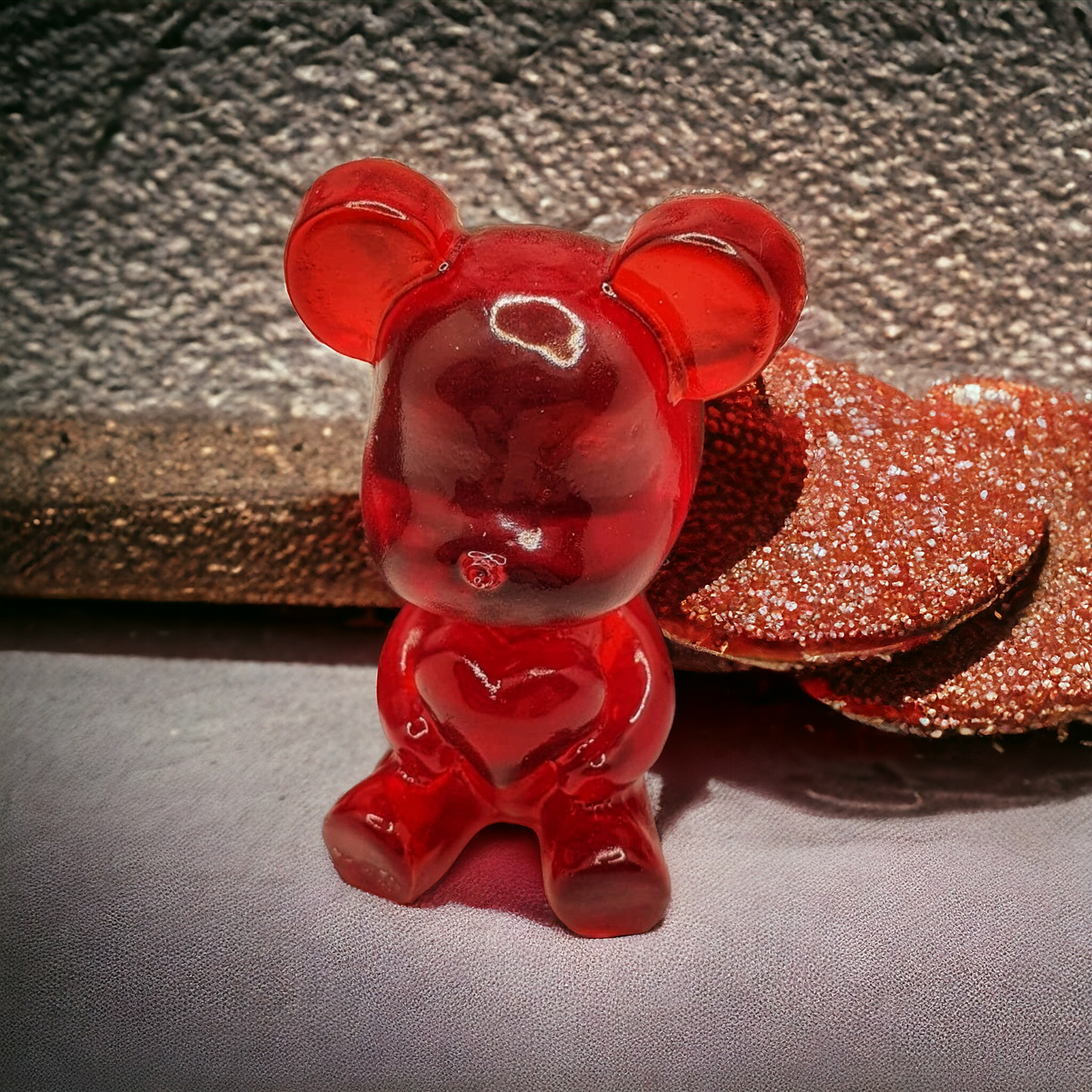 Love-filled Resin Bear with Heart Ornament - Perfect for Valentine's Day