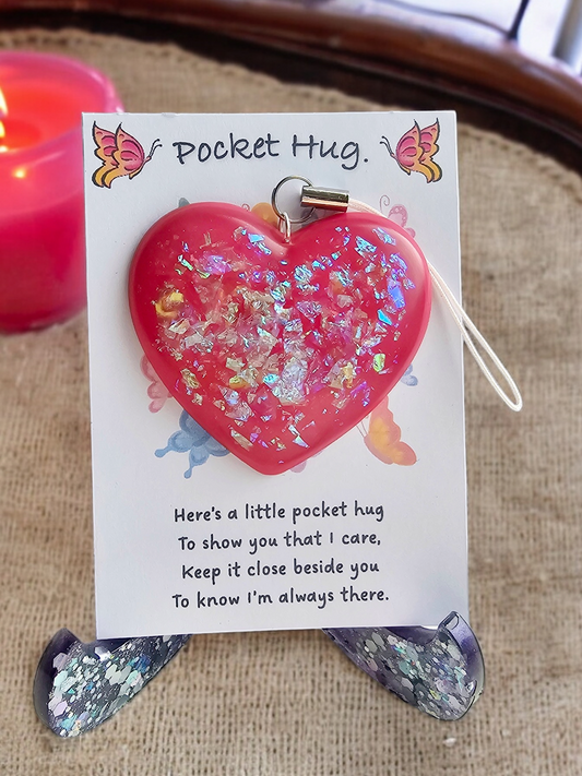 Cute Pink Pocket Hug Heart Keepsake