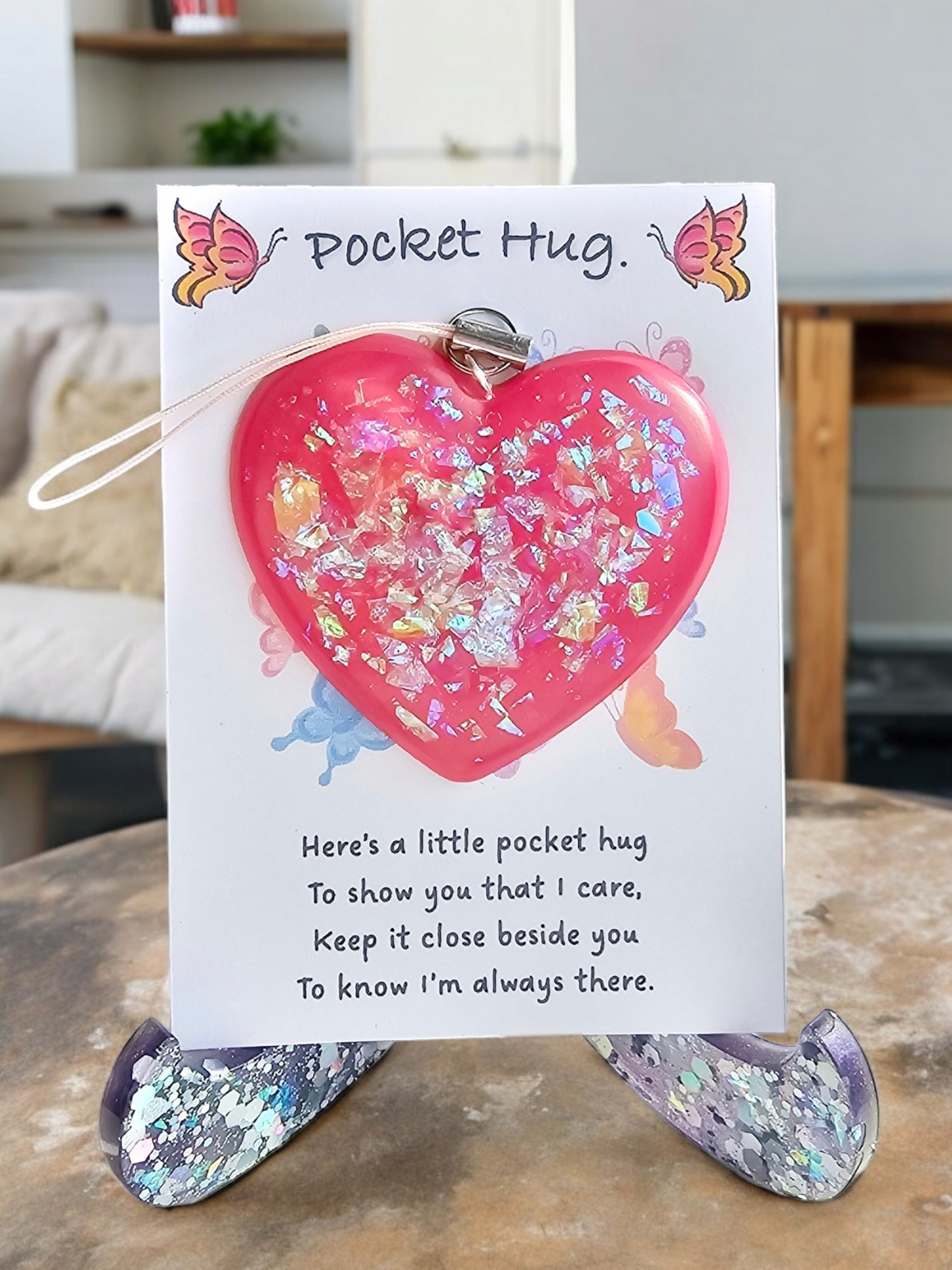 Cute Pink Pocket Hug Heart Keepsake