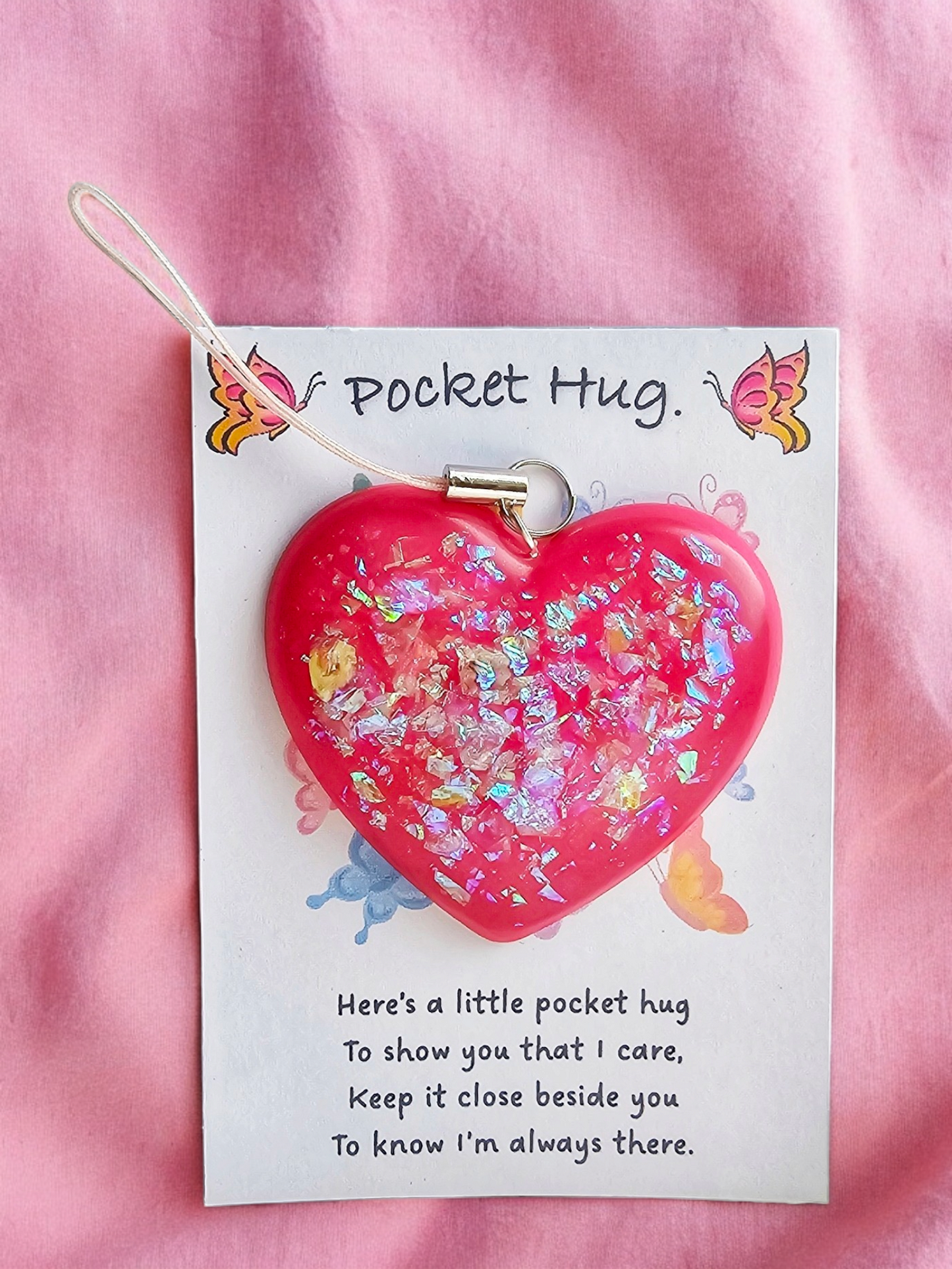 Cute Pink Pocket Hug Heart Keepsake