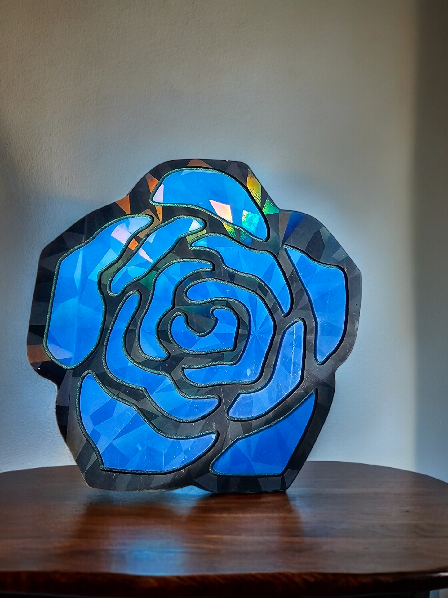 Holographic Pink/Blue Rose Coaster