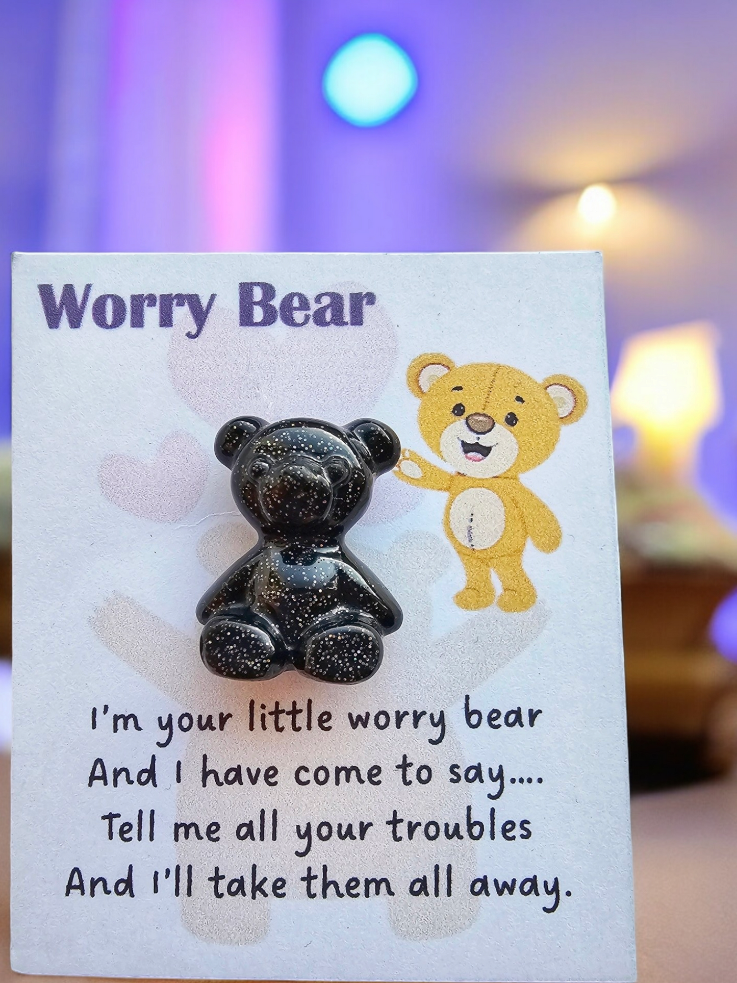 Adorable Handcrafted Resin Worry Bear Pin - Colourful and Cute Emotional Support Buddy