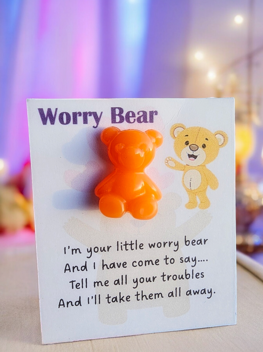 Adorable Handcrafted Resin Worry Bear Pin - Colourful and Cute Emotional Support Buddy