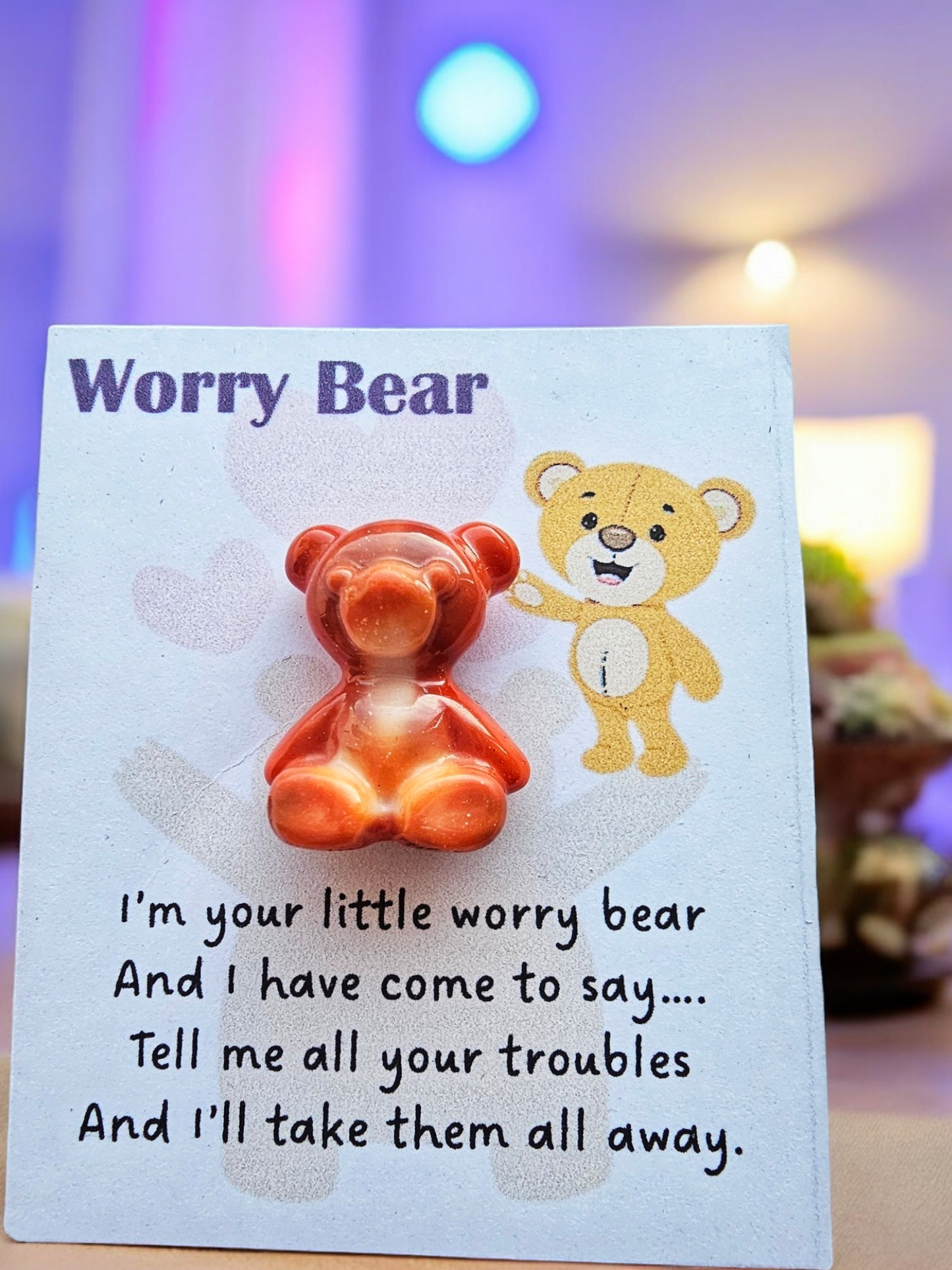 Adorable Handcrafted Resin Worry Bear Pin - Colourful and Cute Emotional Support Buddy