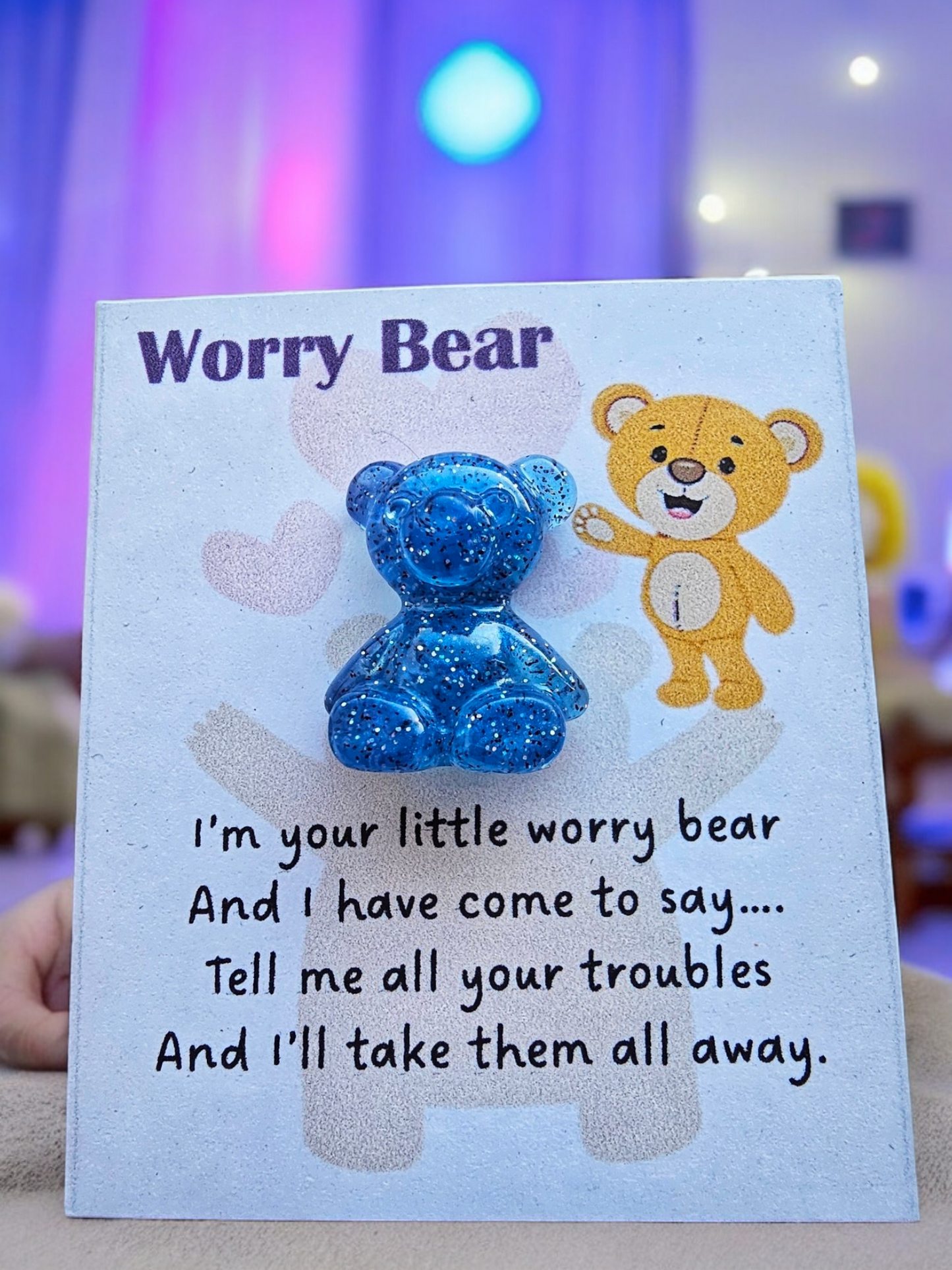 Adorable Handcrafted Resin Worry Bear Pin - Colourful and Cute Emotional Support Buddy