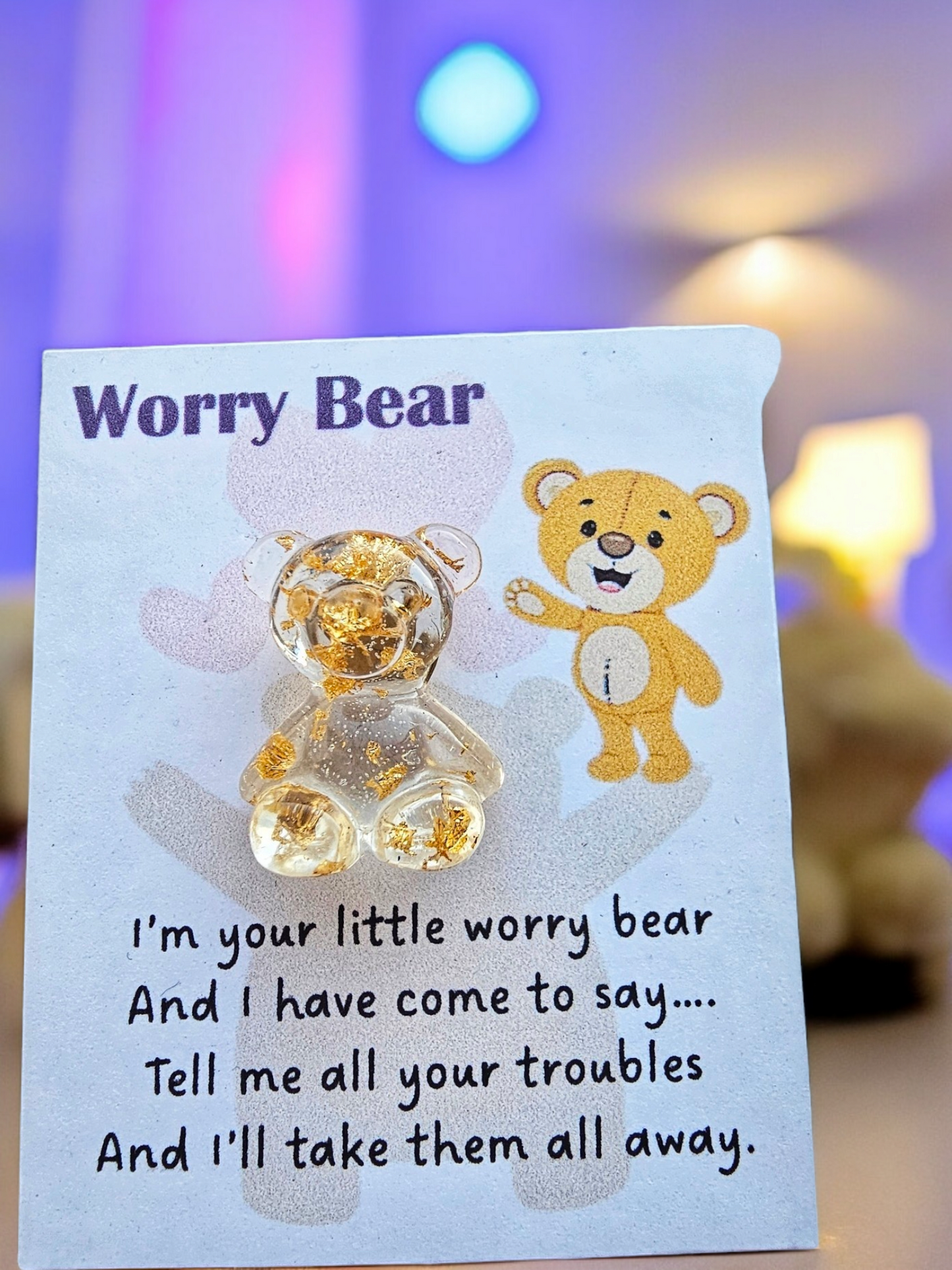 Adorable Handcrafted Resin Worry Bear Pin - Colourful and Cute Emotional Support Buddy