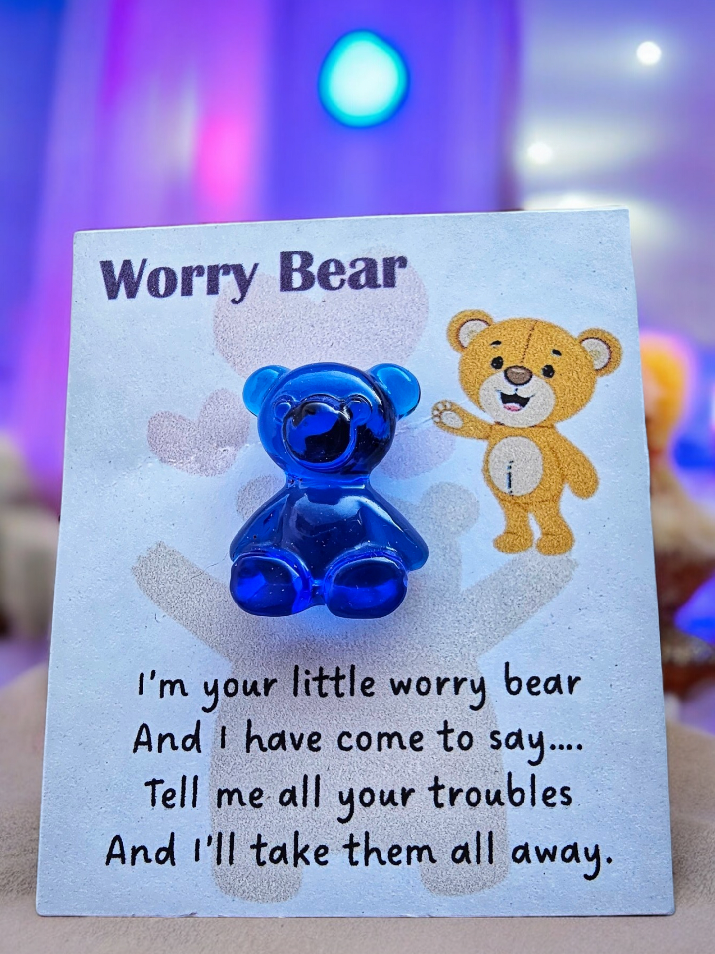 Adorable Handcrafted Resin Worry Bear Pin - Colourful and Cute Emotional Support Buddy