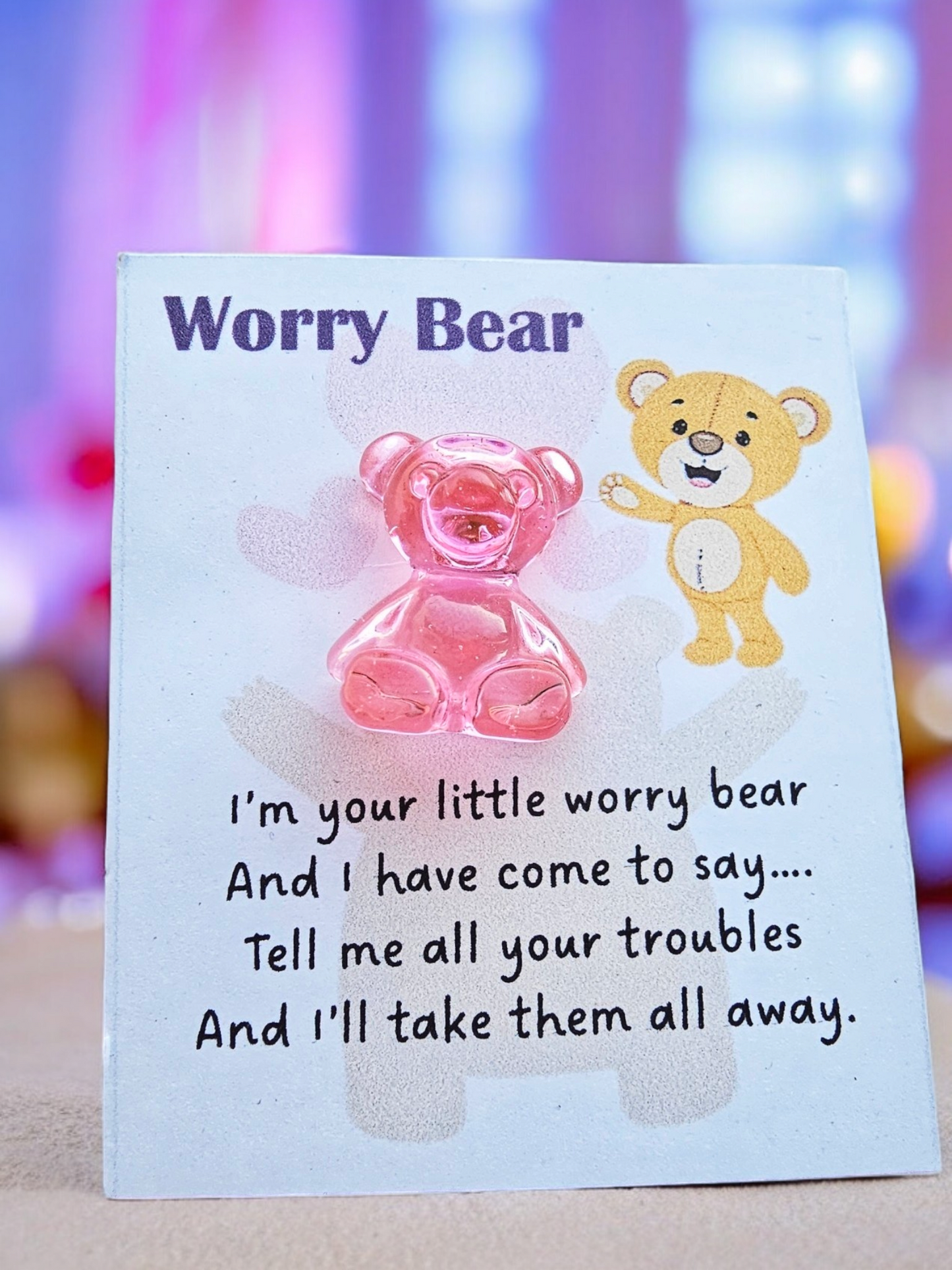 Adorable Handcrafted Resin Worry Bear Pin - Colourful and Cute Emotional Support Buddy