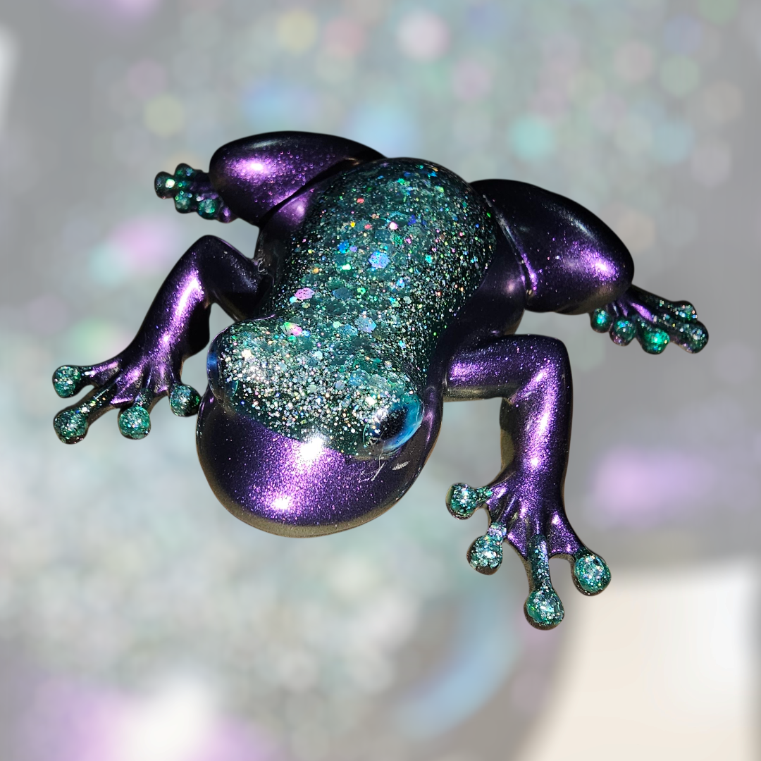 Glitter Frog – Purple & Teal Creature Ornament