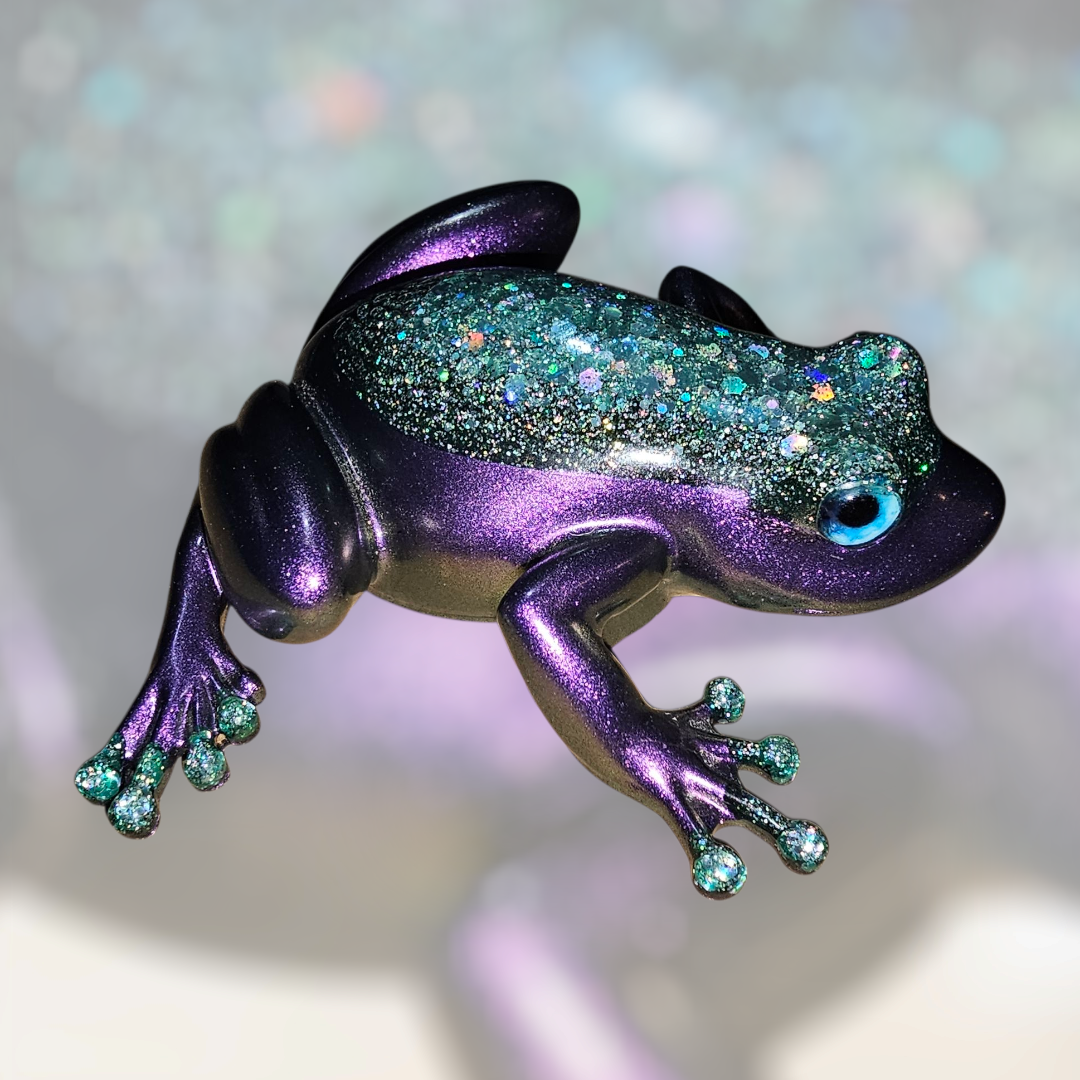 Glitter Frog – Purple & Teal Creature Ornament