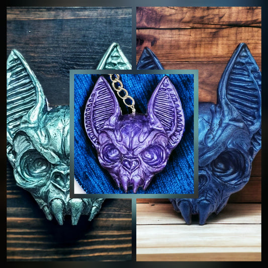 Bat Skull – Gothic Style in Purple, Blue & Green