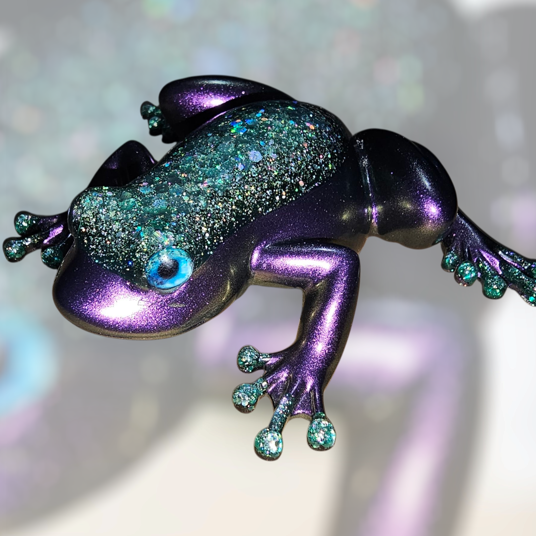 Glitter Frog – Purple & Teal Creature Ornament