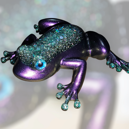 Glitter Frog – Purple & Teal Creature Ornament