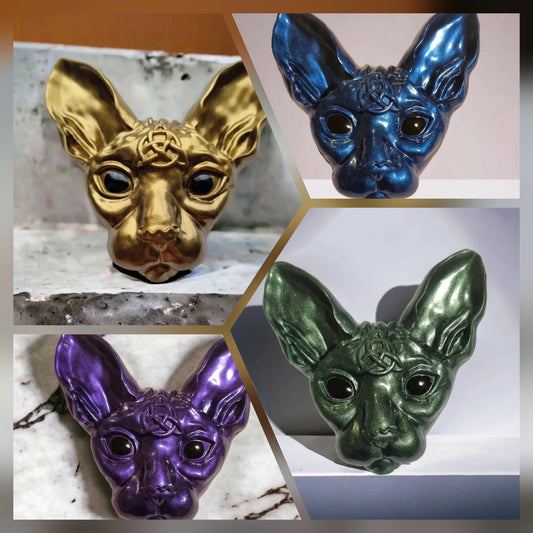 Sphynx Cat Head – Celtic Gothic Accent in Multiple Colours